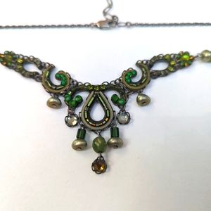 Ayala Bar Necklace Green Beaded